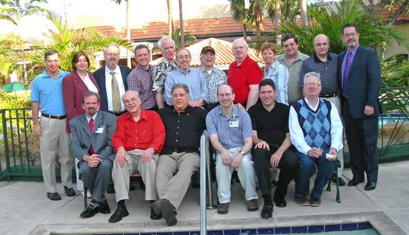 Standing: Jon Haskel President Florida Chess Association; Beatriz Marinello Former President USCF; Tim Redman Former President USCF representingcollege chess; Rourke O'Brien President AF4C; Steve Shutt Co-Chair Scholastic Council; Joel Berez President ICC; Harold Winston Chairman US Chess Trust; Mike Nolan USCF Data Base Consultant; Casey Steinbacher Retreat Facilator; Mikhail Korenman Exec Director Chess for Peace Foundation; Michael Khodarkovsky, President Kasparov Chess Foundation; Robert Tanner USCF Secretary; Seated: Bill Hall, USCF Executive Director; Don Schultz, Vice Pres. USCF; Joel Channing USCF VP Finance; Joel Benjamin, former US Chess Champion; Dan Lucas, Editor Chess Life; Bill Goichberg, USCF President Missing: Jerry Hanken, President CJA and GIL Luna, Hall of Fame